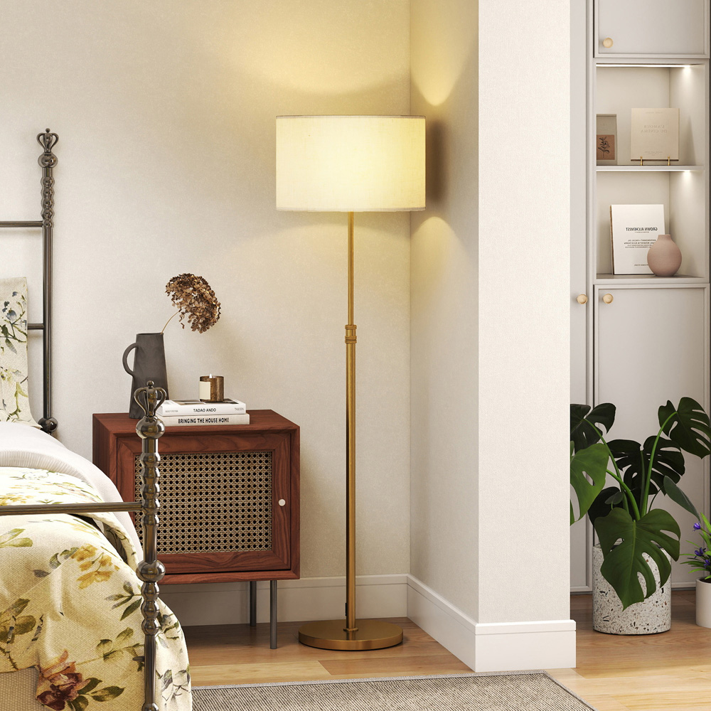 HOMCOM Adjustable Linen Shade Floor Lamp with Remote Image 3
