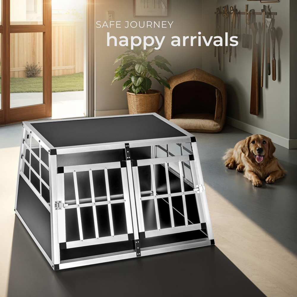 tectake Black Lockable Dog Crate Image 8
