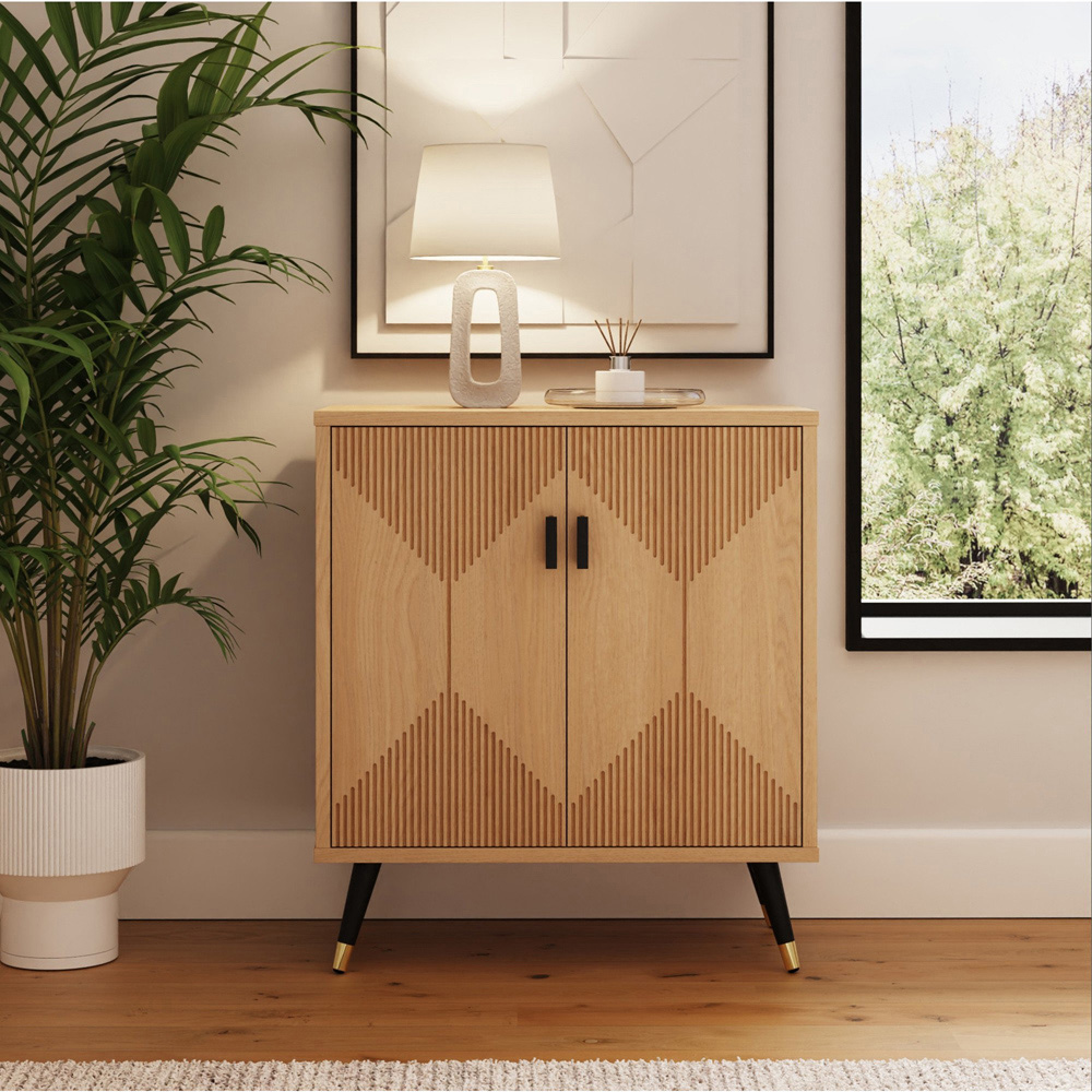 GFW Amara 2 Door Oak Geometric Accent Sideboard Image 8