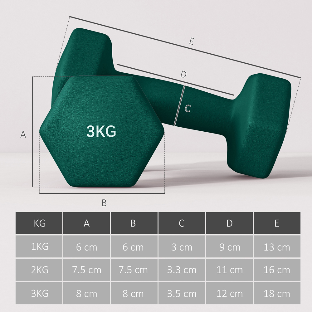 SPORTNOW Dumbbells Set with Carry Storage Rack 1kg 2kg 3kg 6 Pack Image 7