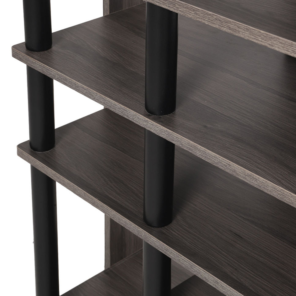 H&O Direct 8 Shelf Brown Wooden Open Style Shoe Rack Image 4