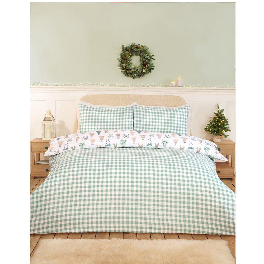 Christmas Tree Bows Bedding Set Sage Single Image 2