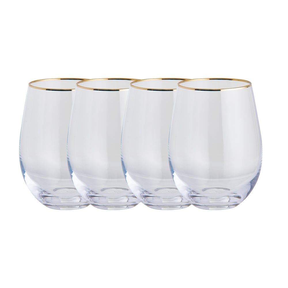 Wilko Gold Rim Tumbler Glasses 4 Pack Wilko
