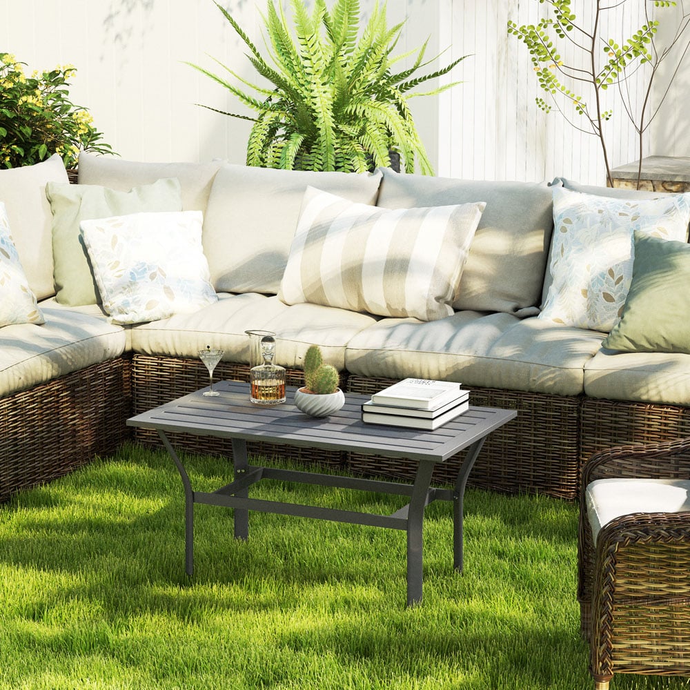 Outsunny Dark Grey Garden Coffee Table Image 5