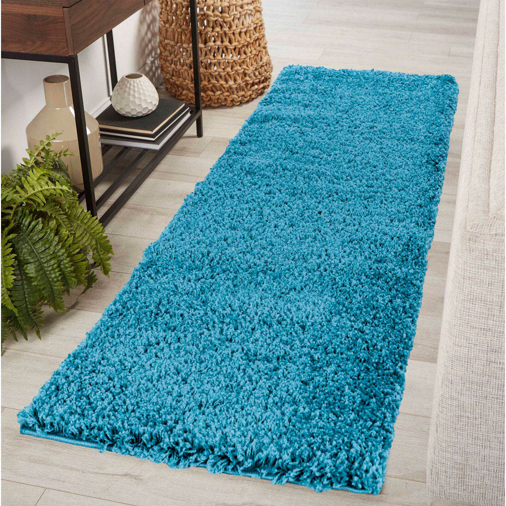 Desire Rugs Oxford Teal Plain Shaggy Rug 80 x 150cm Image 5