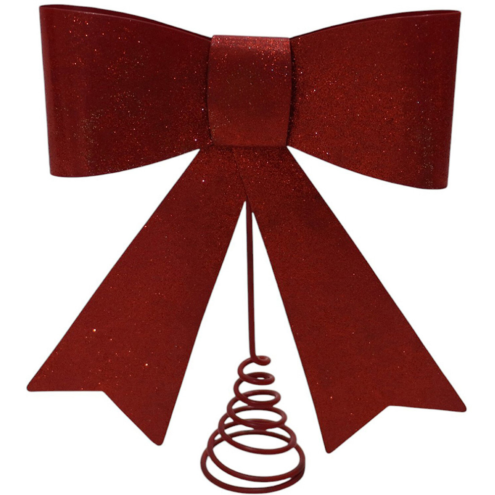 Red or Silver Metal Bow Tree Topper Red or Silver Image 4