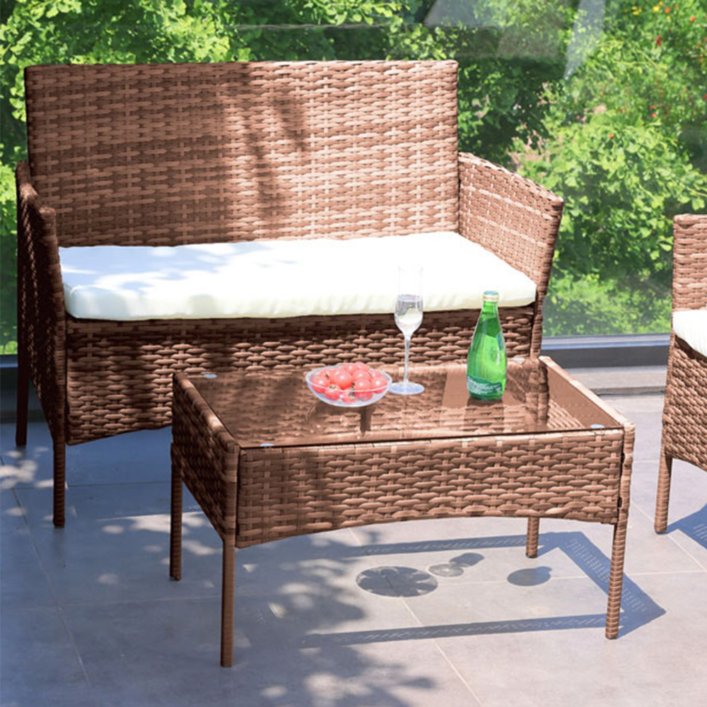 Alivio 4 Seater Brown PE Rattan Garden Lounge Set Image 3