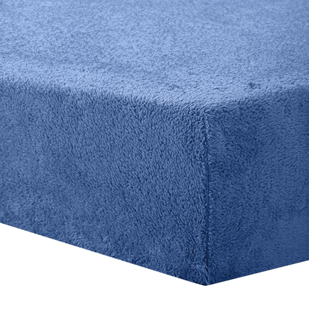 Velosso Single French Blue Teddy Fleece Fitted Sheet Image 1