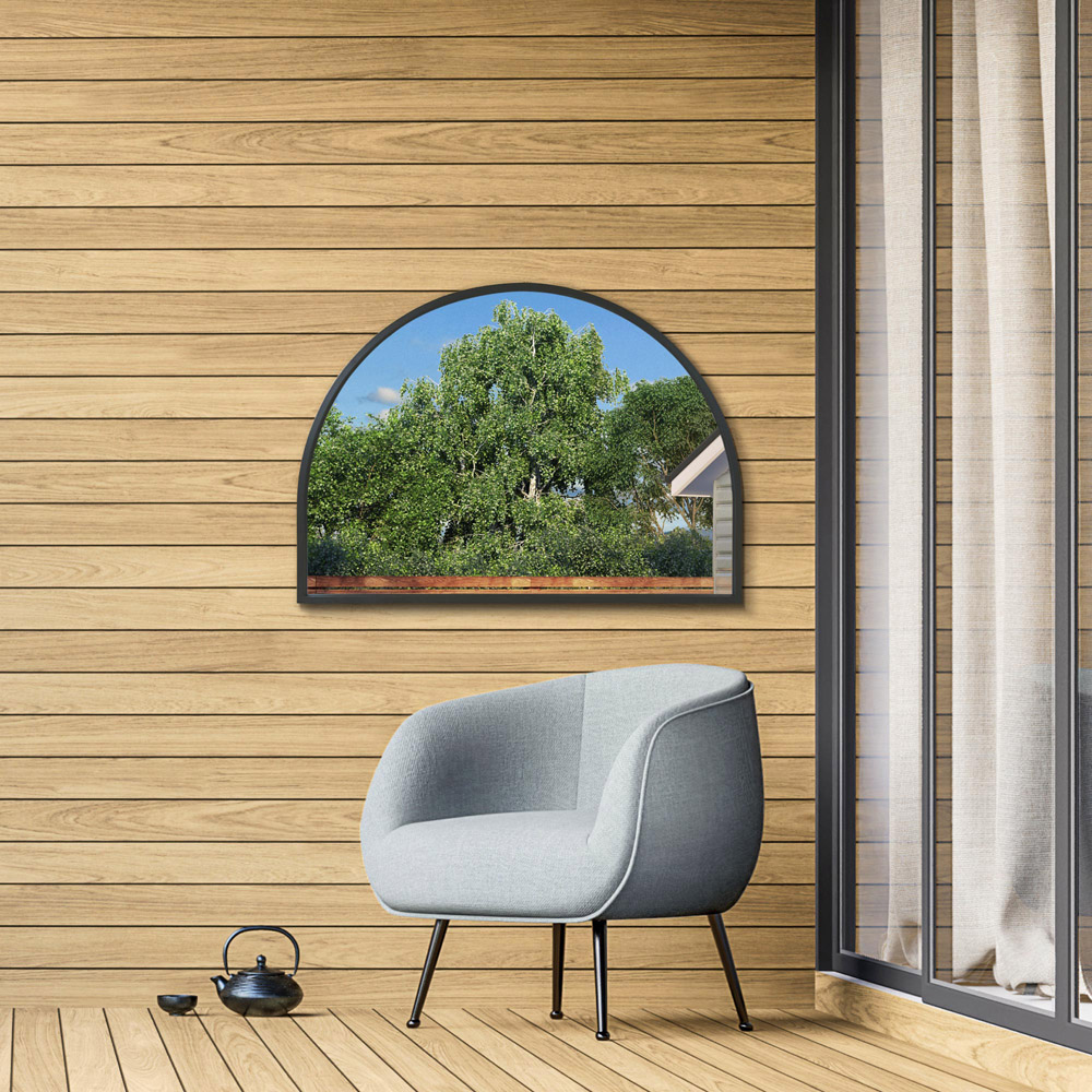 MirrorOutlet The Arcus Black Framed Arched Garden Wall Mirror 125 x 90cm Image 6