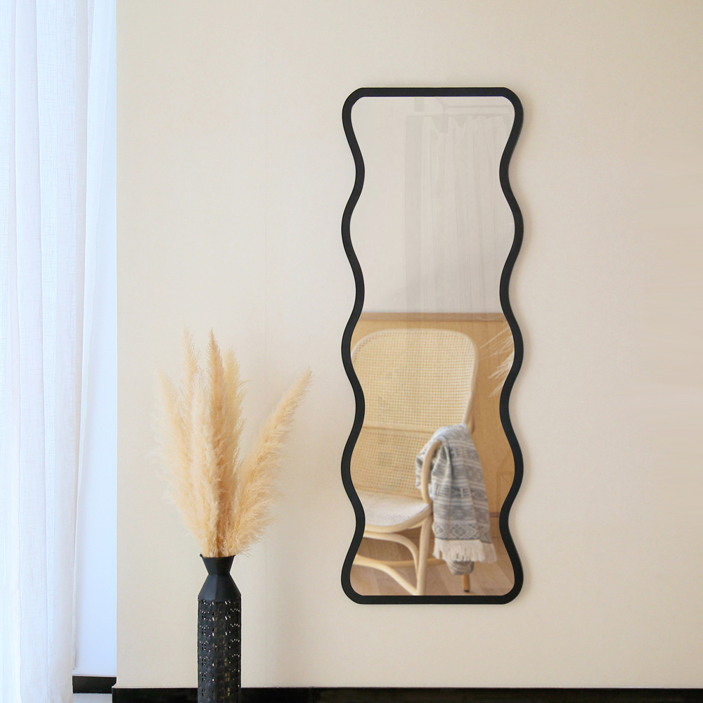 Charles Bentley Amsterdam Black Wavy Shape Outdoor Wall Mirror 170 x 60cm Image 6