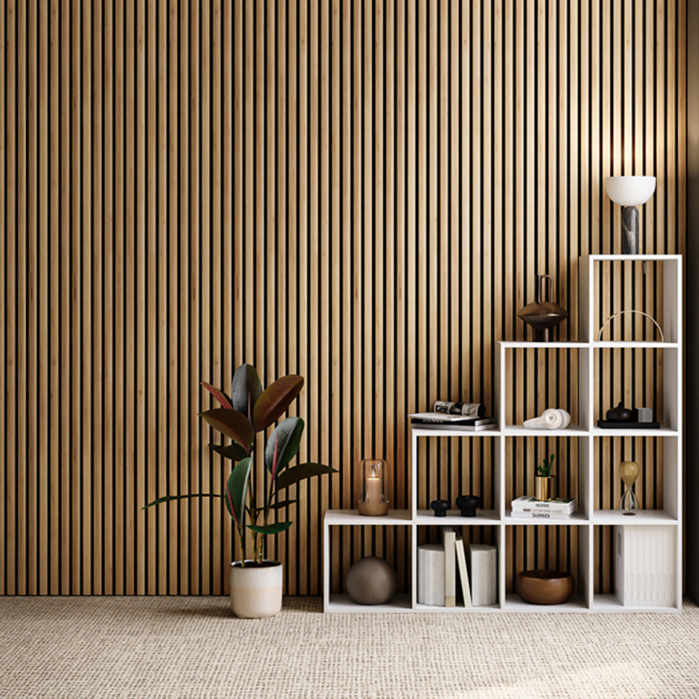 Tectake Set of 2 Light Oak Acoustic Panel Image 1