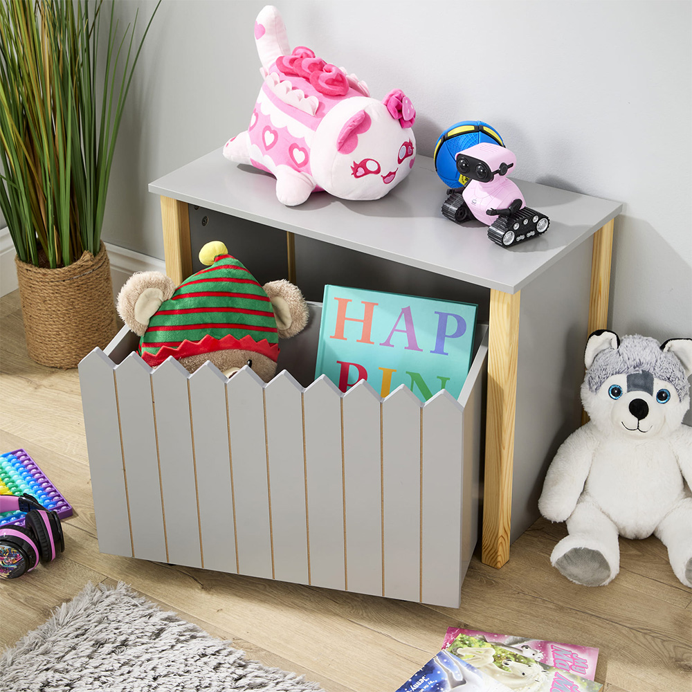Home Source Ziggy Single Drawer Matt Grey Picket Fence Design Kids Storage Unit Image 5