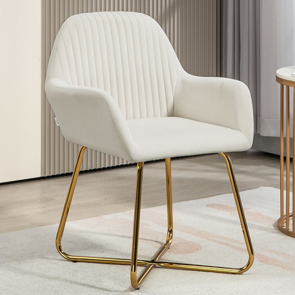 Portland Cream White Velvet Accent Chair Image 1