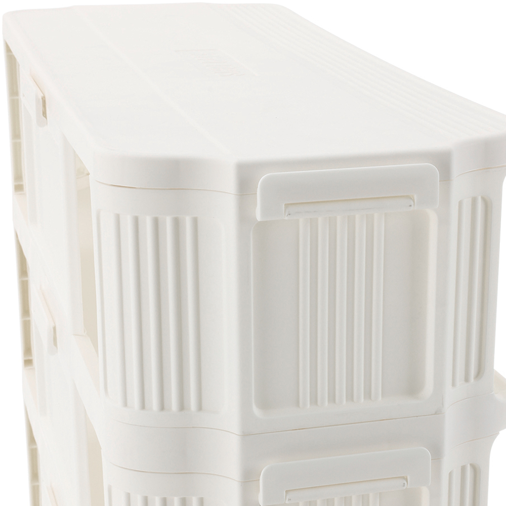 H&O Direct 4 Shelf Wide Open Design Plastic Shoe Rack with Lockable Wheels Image 5