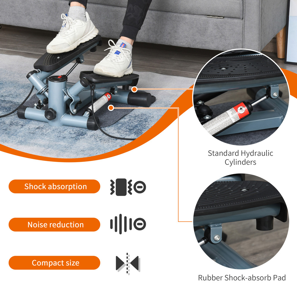 HOMCOM Compact Mini Stepper Step Machine with Resistance Bands and ...