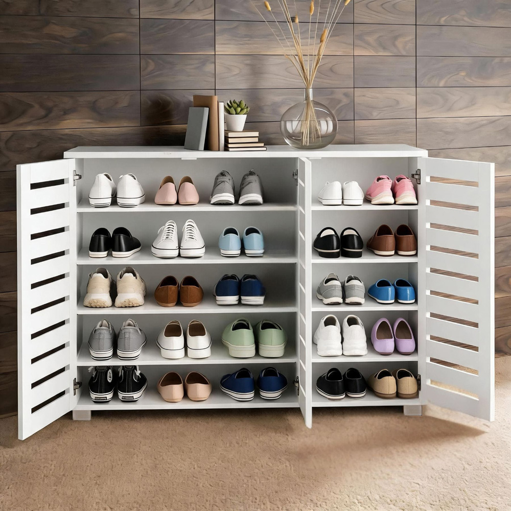 Home Source Oslo 3 Door White Shoe Cabinet Image 3