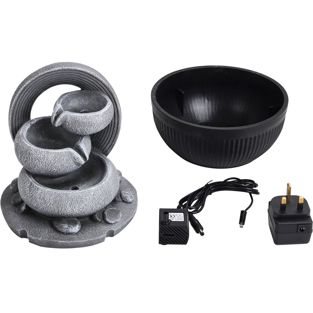 Living and Home 3-Tier LED Imitation Rock Resin Tabletop Water Fountain Image 3