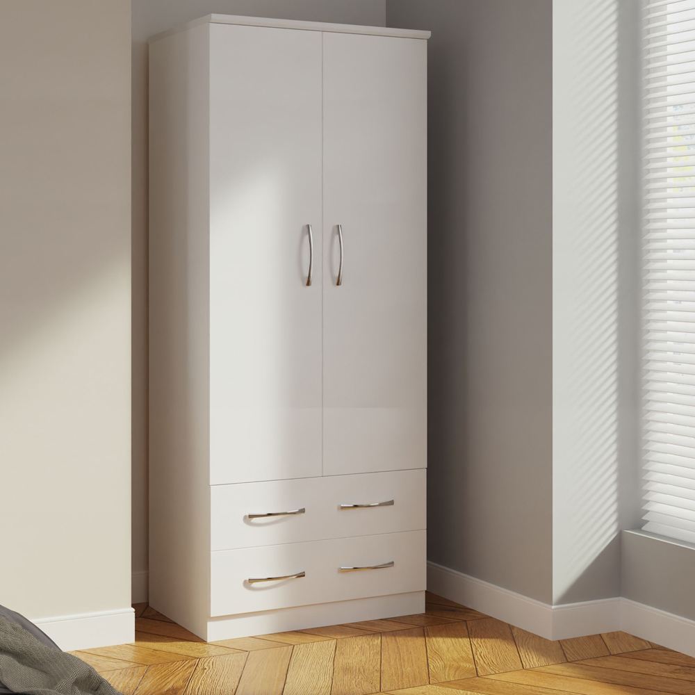 Crowndale Avon 2 Door 2 Drawer White Matt Wardrobe Ready Assembled Image 7