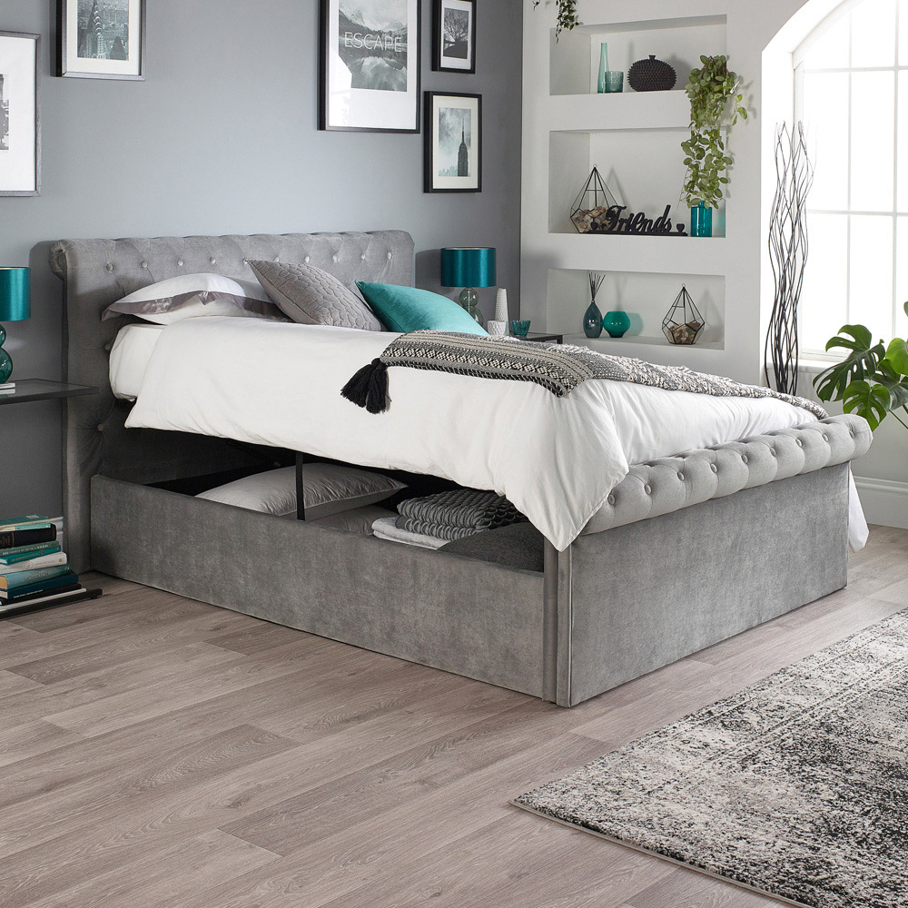 Aspire Chesterfield Super King Size Grey Ottoman Bed Image 6
