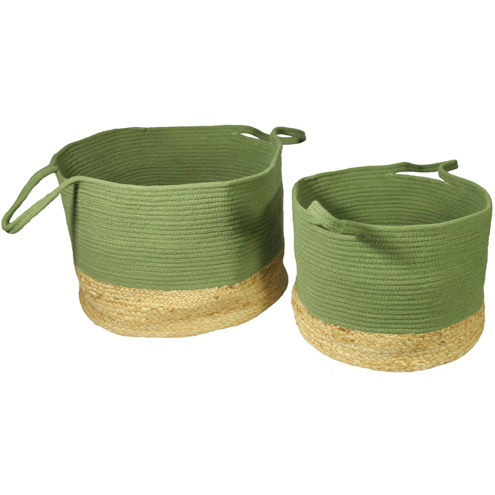 Beddington Olive Green Jute Storage Basket Set of 2 Image 1