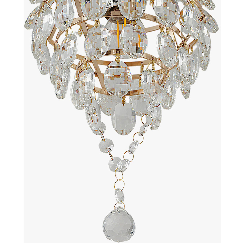 Living and Home Gold Iron Crystal E27 LED Pendant Light Image 4