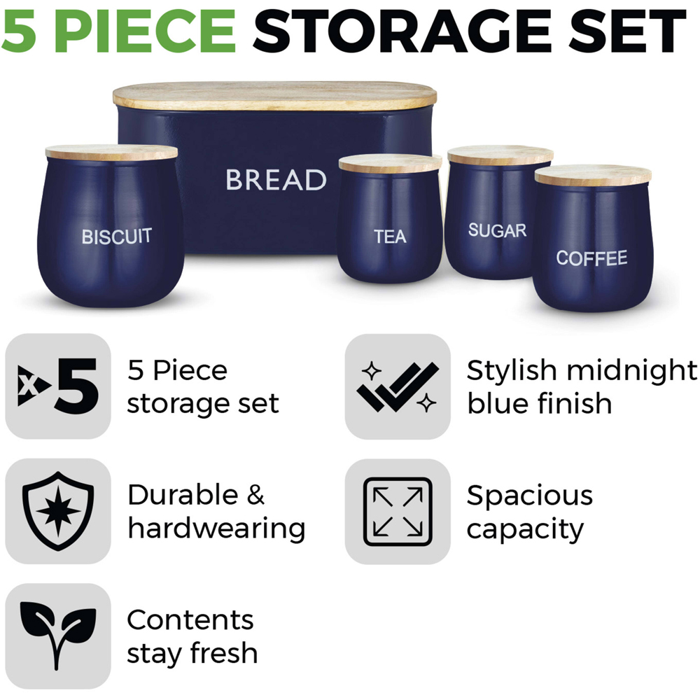 Tower 5 Piece Midnight Blue Round Food Storage Set Image 6