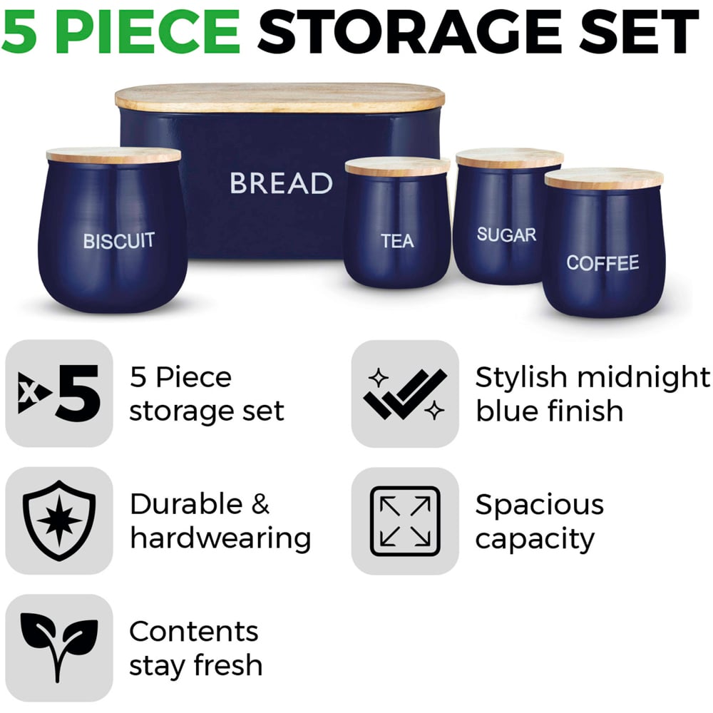 Tower 5 Piece Midnight Blue Round Food Storage Set Image 6