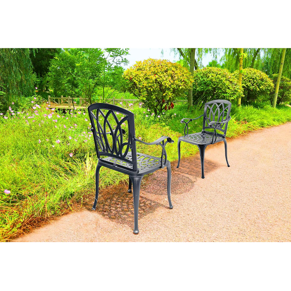 Centurion Positano Set of 2 Grey Garden Bistro Chairs with Armrests Image 7