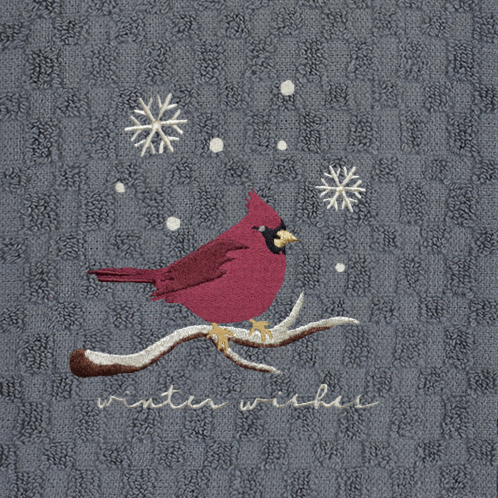 Noel Square Winter Robin Grey Tea Towel 3 Pack Image 4