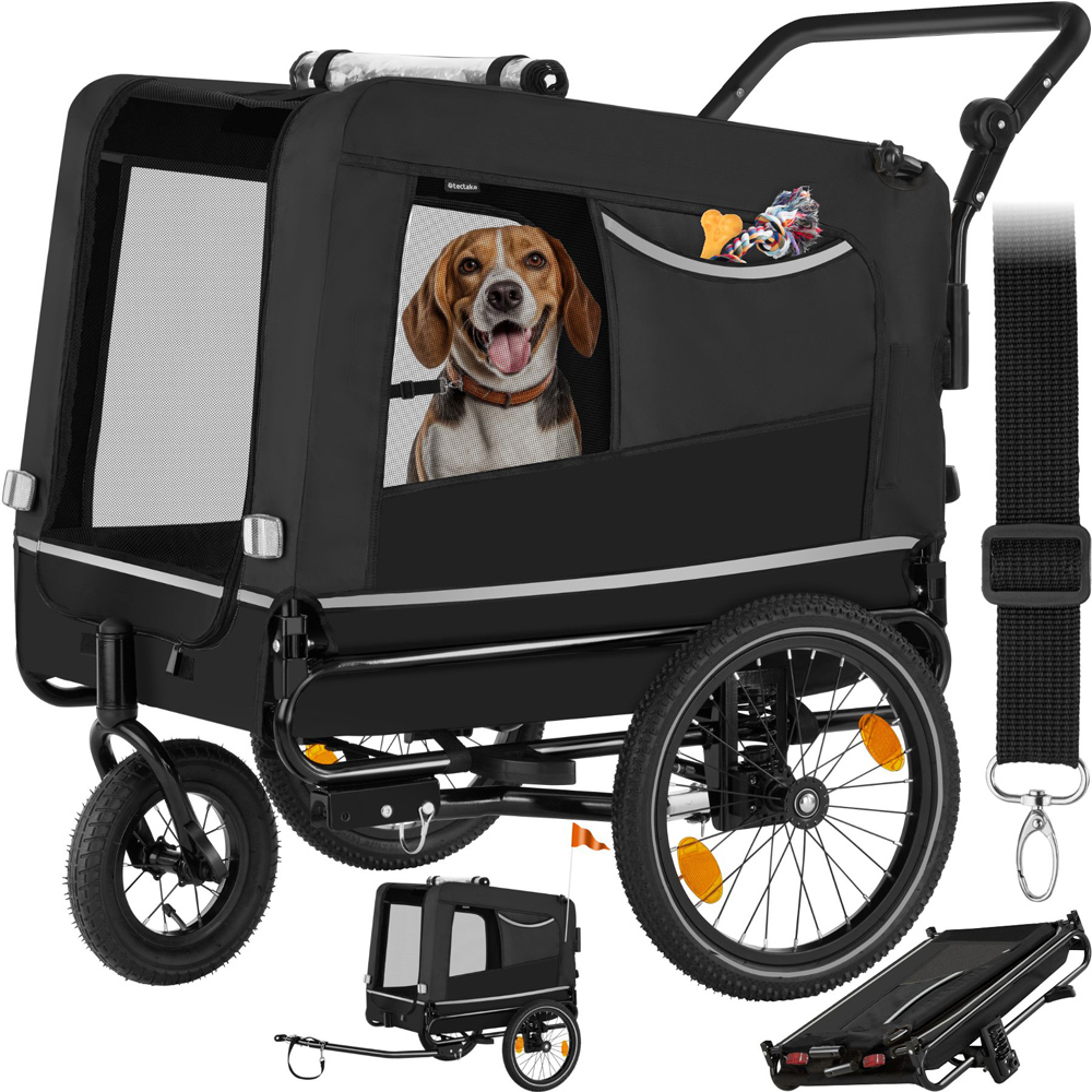 Tectake Black Foldable Dog Bike Trailer Image 2