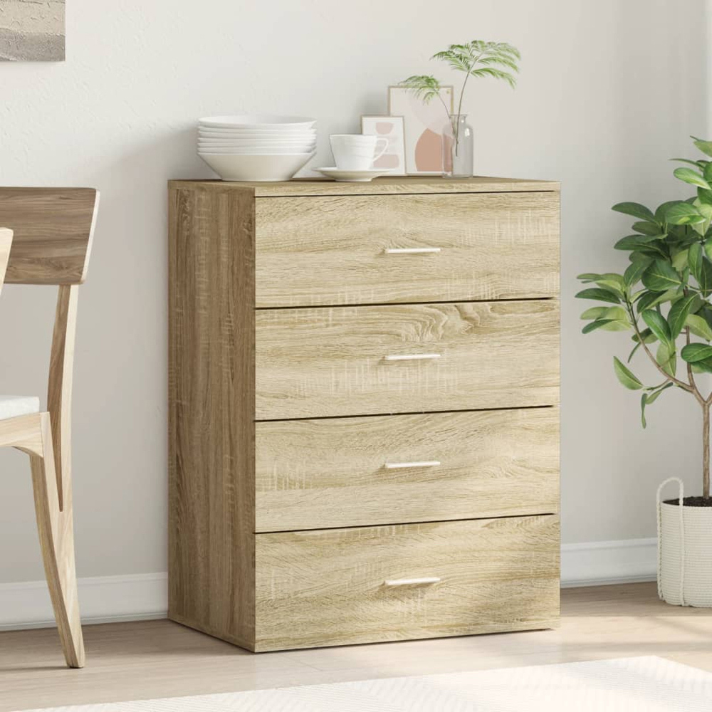 vidaXL 4 Drawer Sonoma Oak Sideboard Image 9