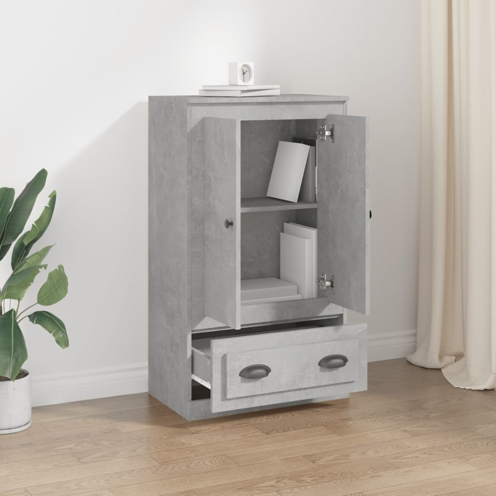 vidaXL 2 Door Single Drawer Concrete Grey Highboard Image 3