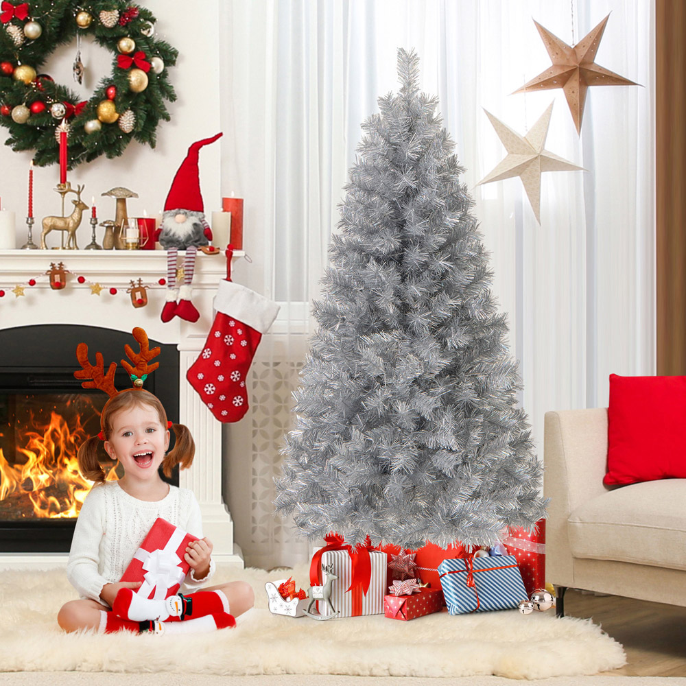 Costway 170 Warm White LED Pre-Lit Artificial Christmas Tree 5ft Image 4