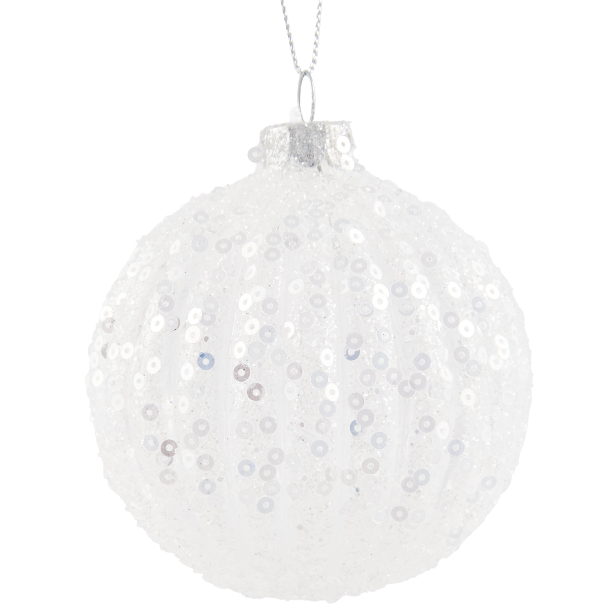 Clear Sequin Onion Bauble - White Image 2