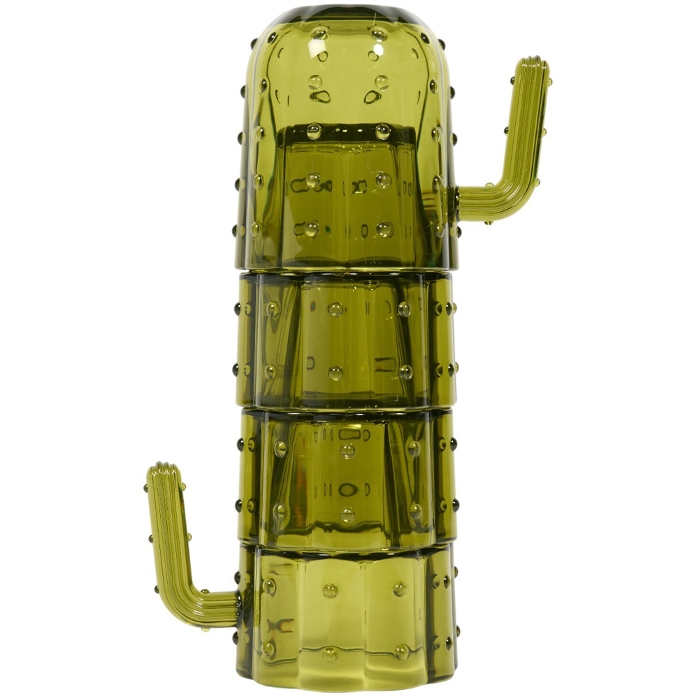 Casablanca Stackable Cactus Glass Set Green Image 1