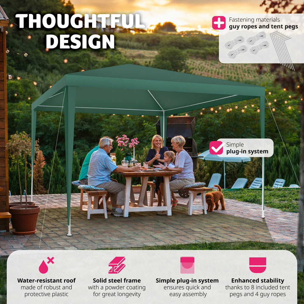 tectake Kara 3 x 3m Green Water and UV Resistant Gazebo Image 3