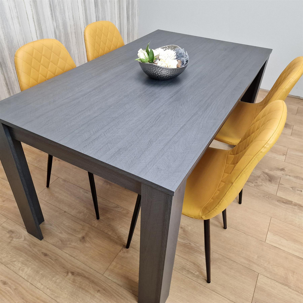 Kosy Koala 4 Seater Faux Leather Gem Pattern Dining Set Dark Grey and Mustard Image 5