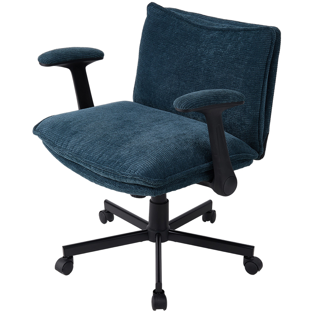 Living and Home Navy Blue Height Adjustable Chenille Upholstered Office Chair Image 2