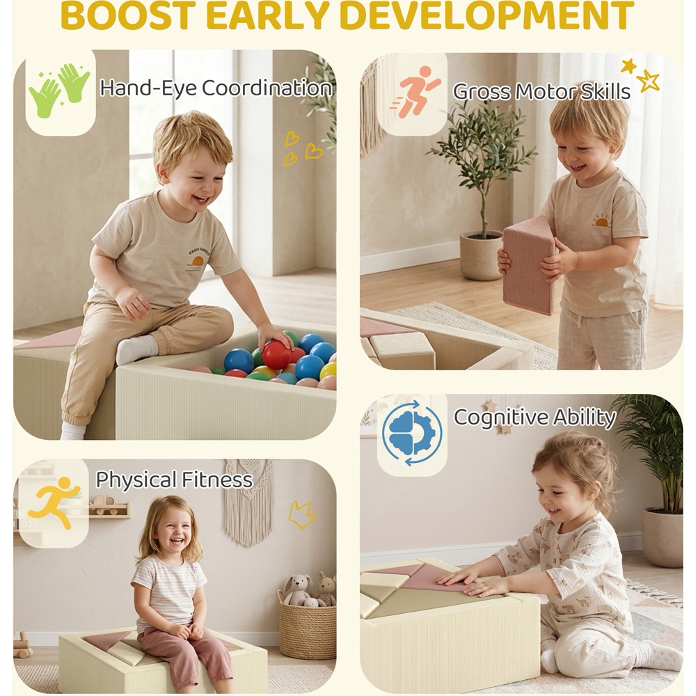 AIYAPLAY Kids Beige Tangram-Inspired Soft Play Set with Removable Cover 9 Piece Image 8