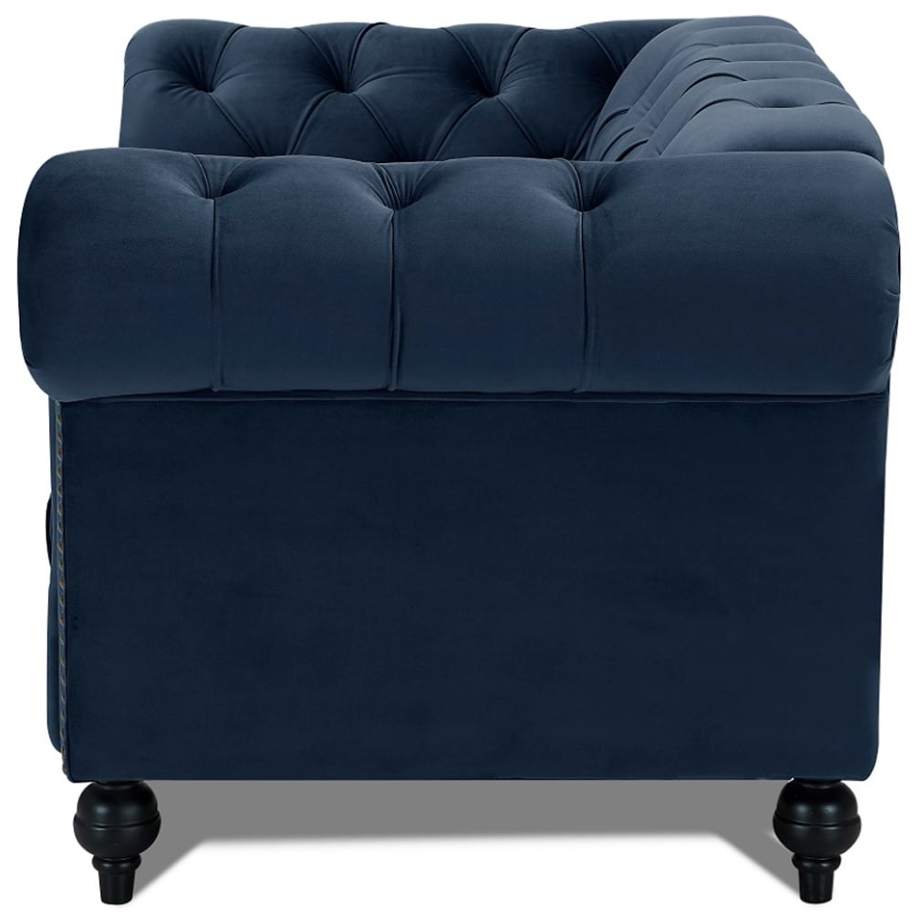 Home Detail Mayfair Midnight Blue Velvet Curved Sofa Chair Image 4