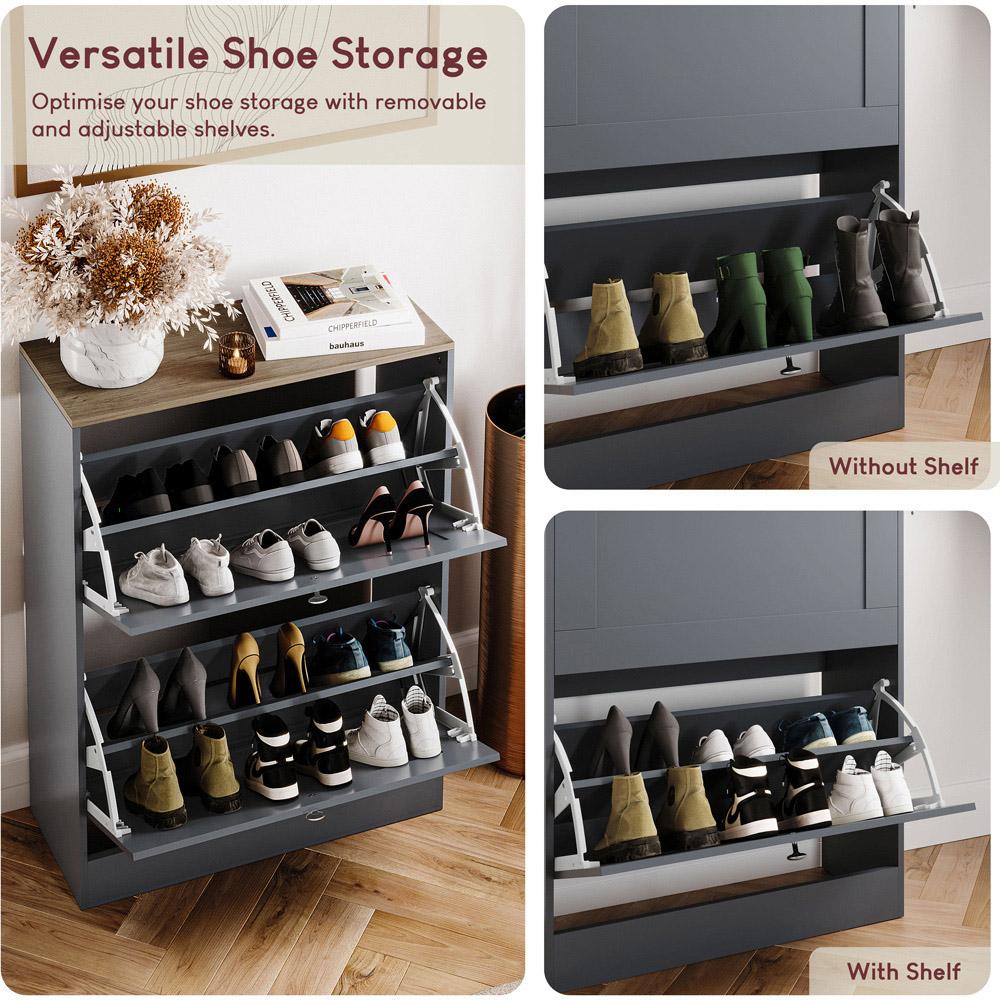 VIDA DESIGNS 2 Drawer Grey and Oak Effect Shoe Cabinet Image 6