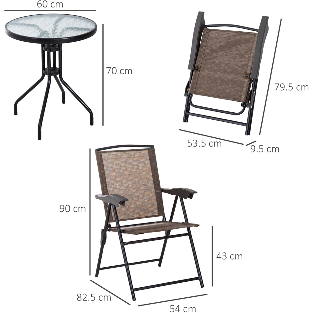Outsunny 2 Seater Foldable Bistro Set Brown Image 7