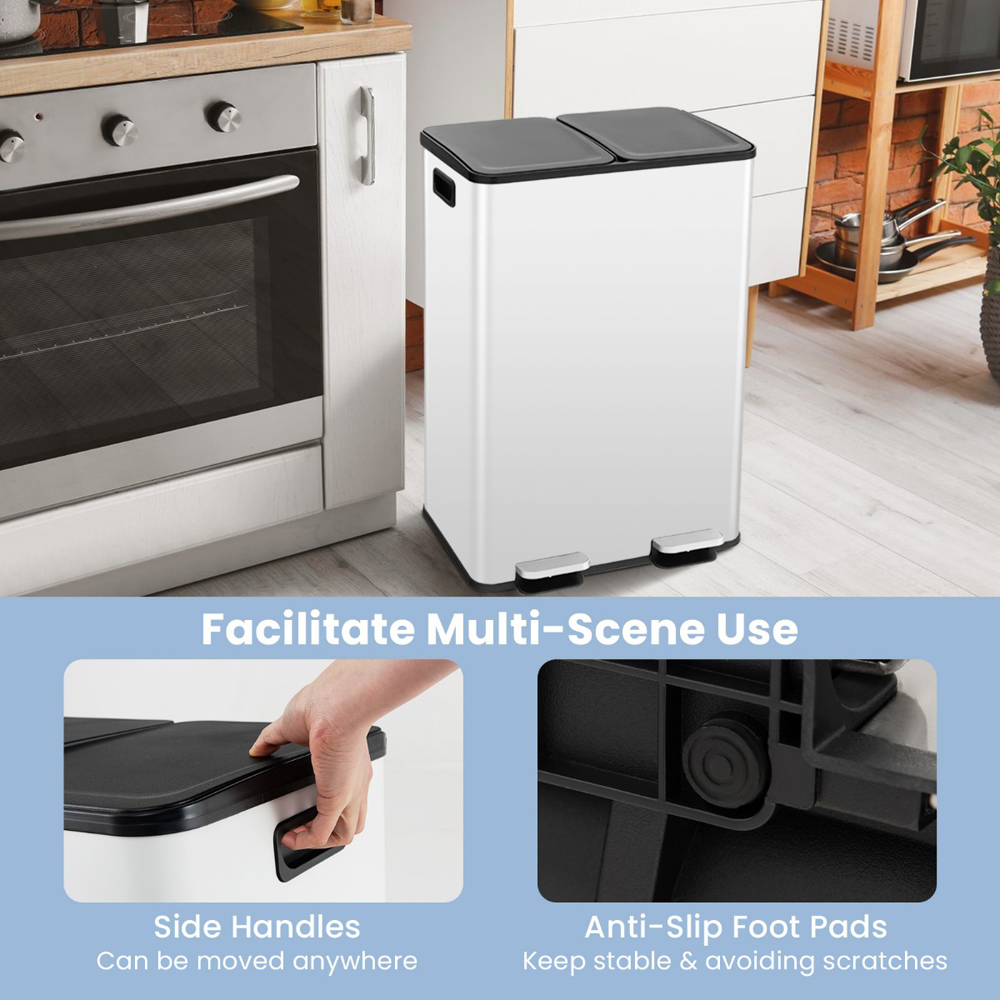 Costway White Soft Close Lid Bin with Deodoriser Compartments Image 7