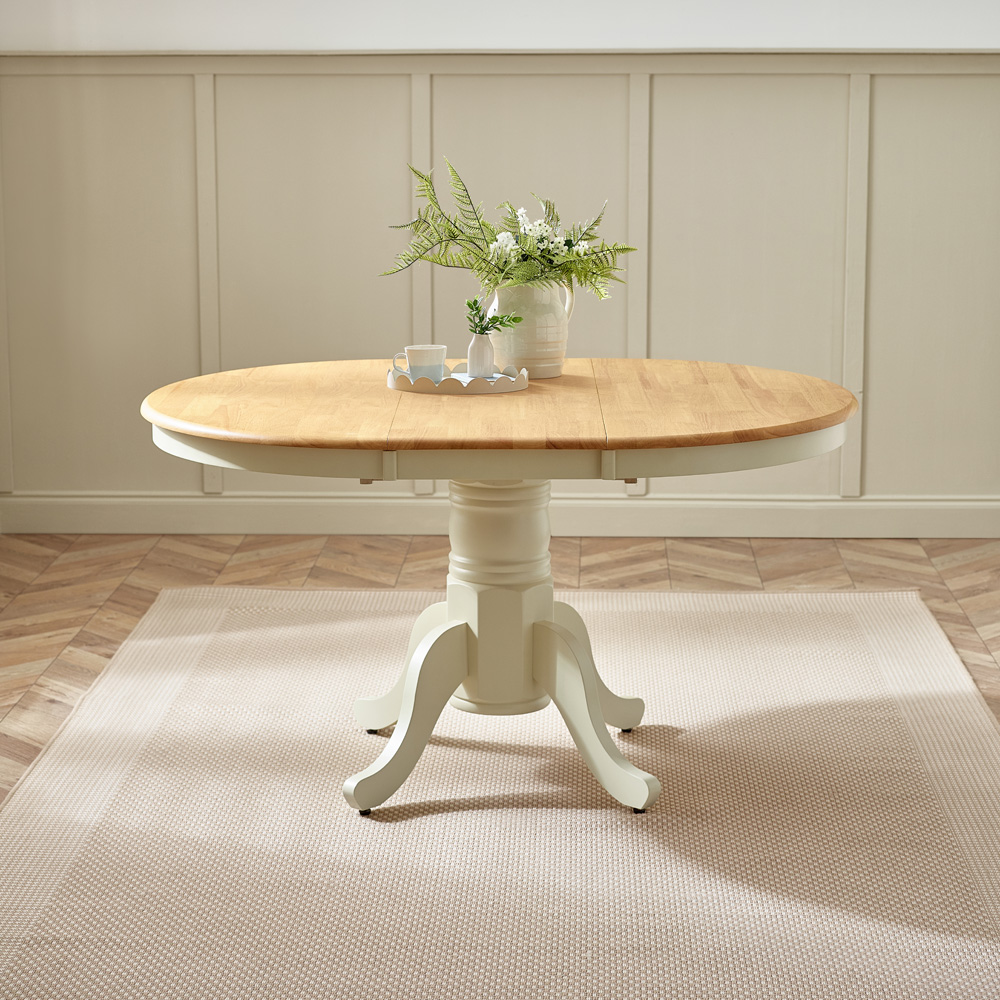Furniturebox Fowey Marros 4 Seater Wooden Extending Dining Set Cream and Oak Effect Image 6