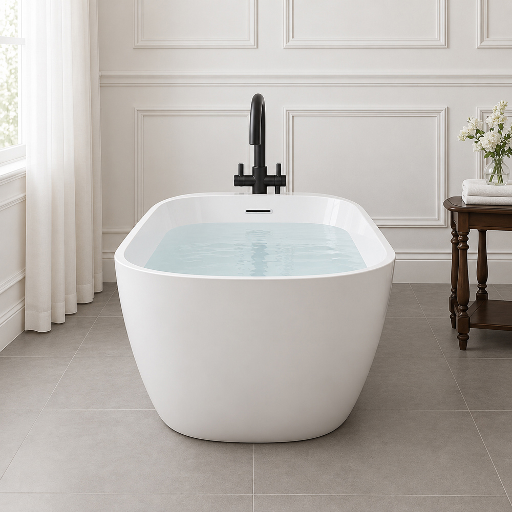 Go Bathrooms Gloss White Double Ended Round Freestanding Bath 1700 x 750mm Image 3