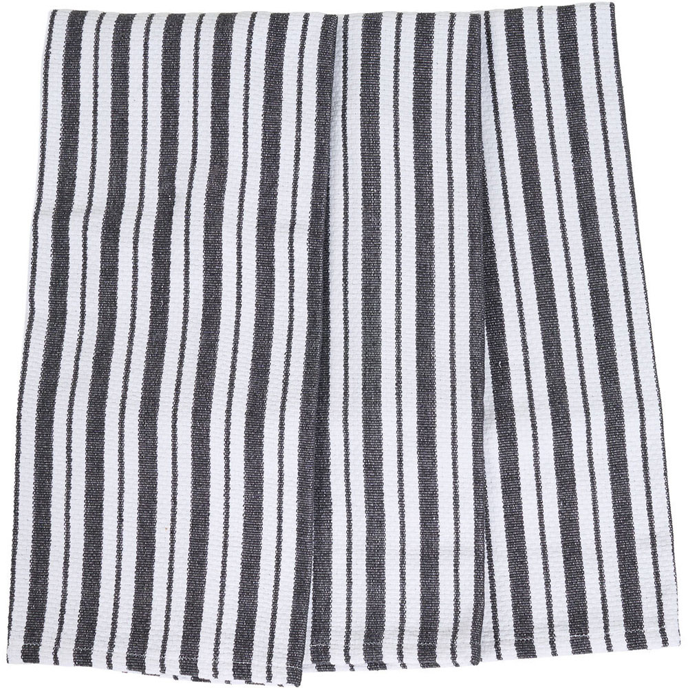 Pack of 3 Woven Stripe Tea Towels Dark Grey Image 3