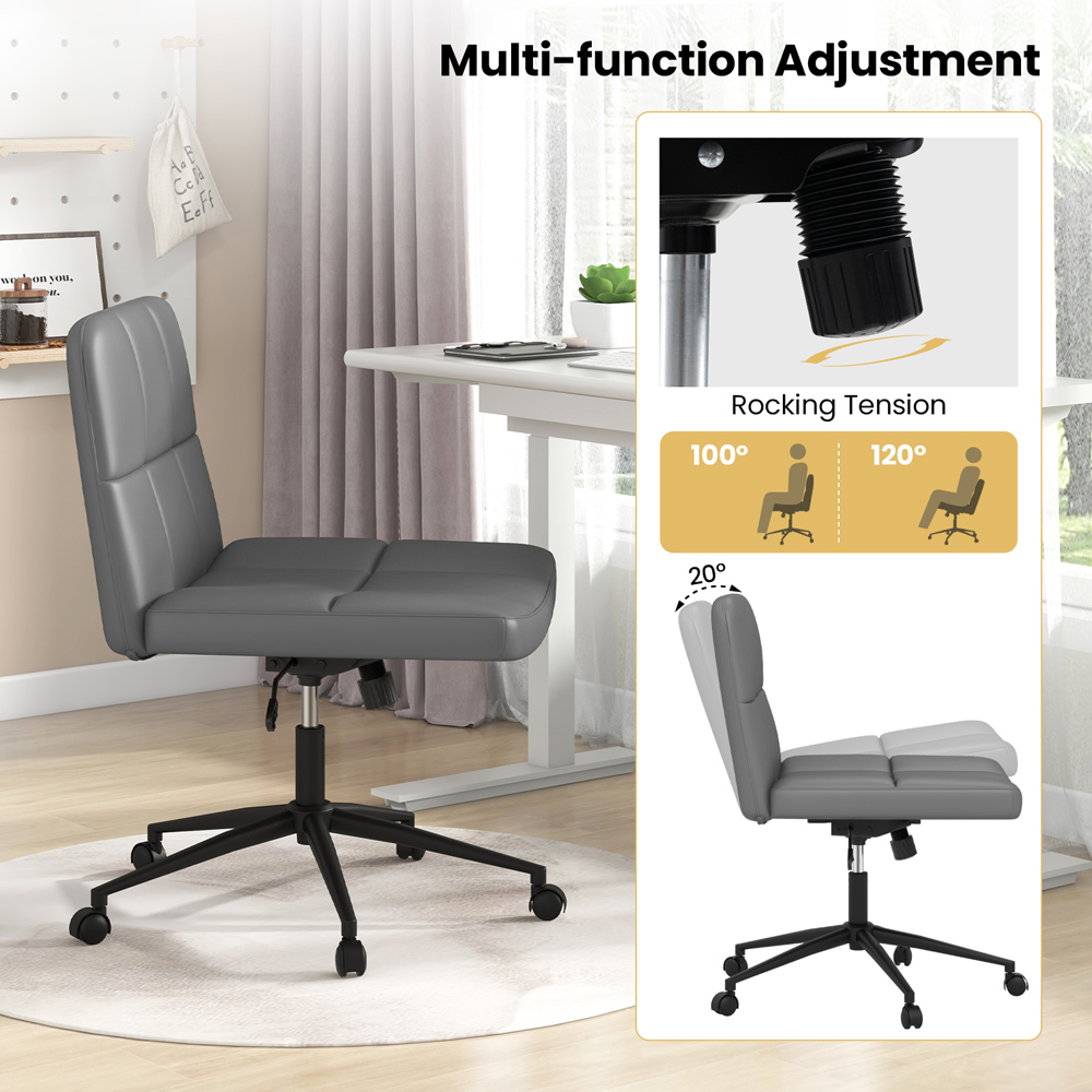Costway Grey Cross Legged Office Chair Image 5