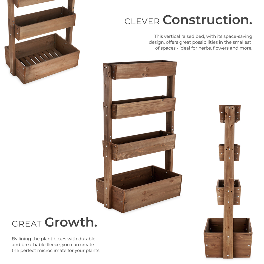 tectake Flora 5-Tier Brown Rustic Wooden Vertical Planter 85 x 45 x 140cm Image 3