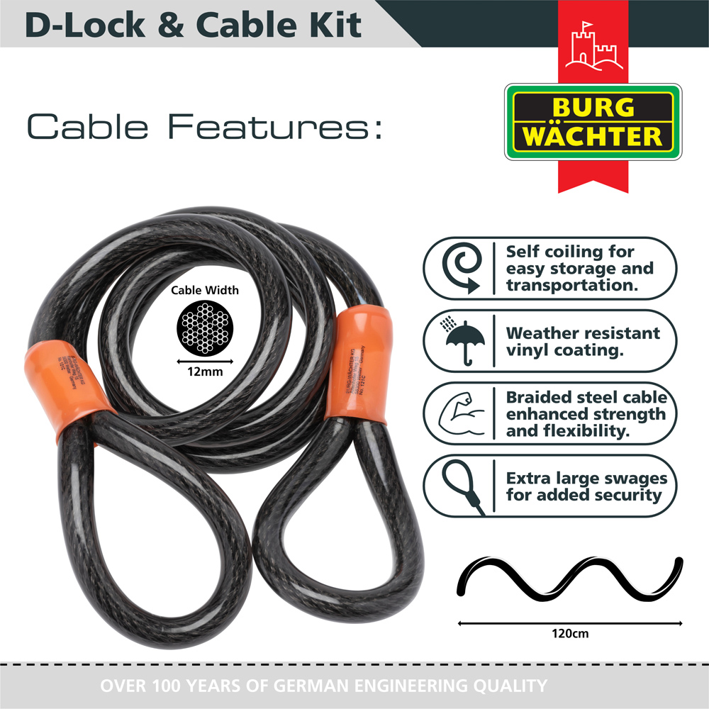 Burg-Wachter 1600HB Heavy Duty D Lock 1.2m Image 2