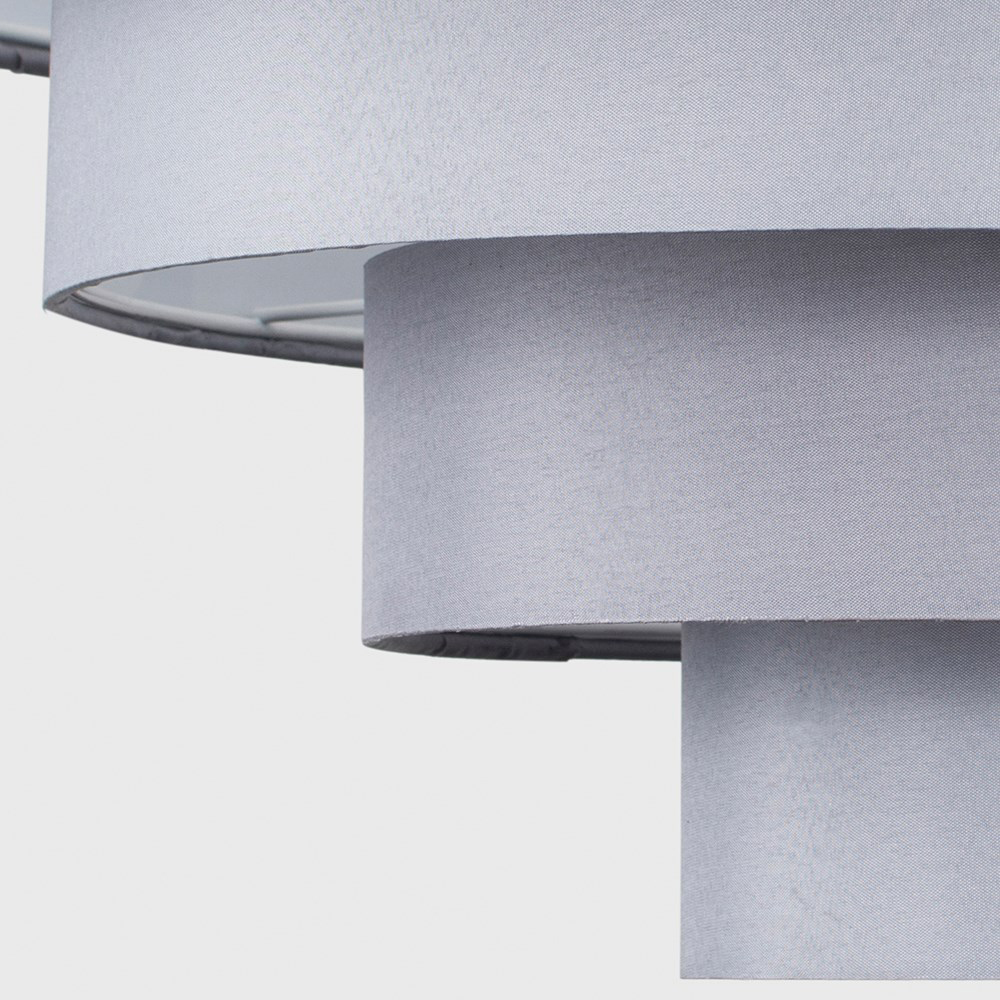 ValueLights 4 Tier Grey Fabric Ceiling Pendant Lamp Shade Image 4